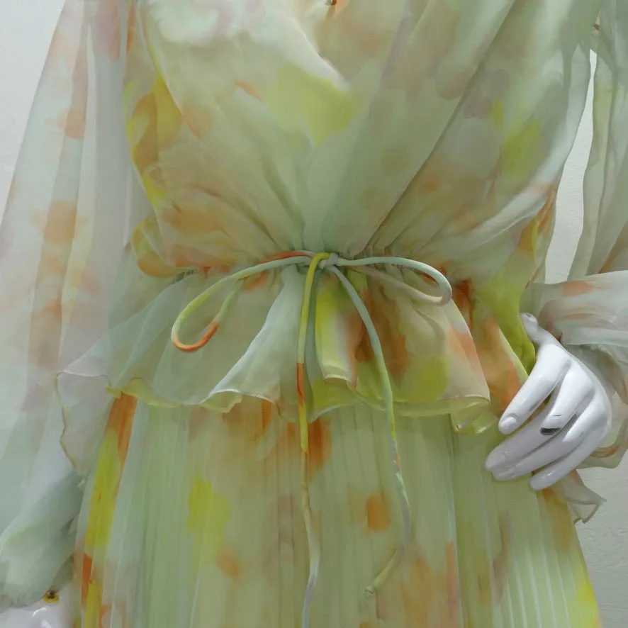 1960s Malcolm Starr Floral Chiffon Set