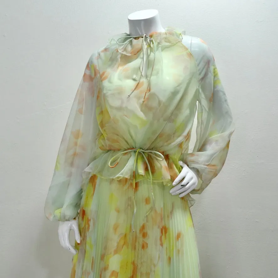 1960s Malcolm Starr Floral Chiffon Set