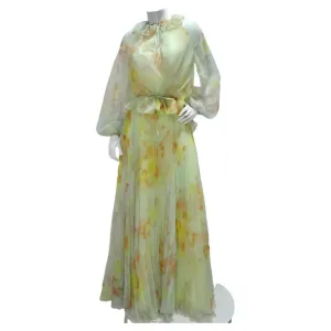 1960s Malcolm Starr Floral Chiffon Set