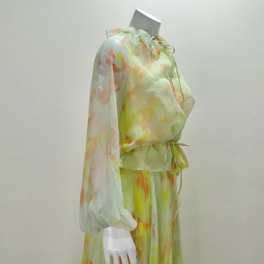 1960s Malcolm Starr Floral Chiffon Set