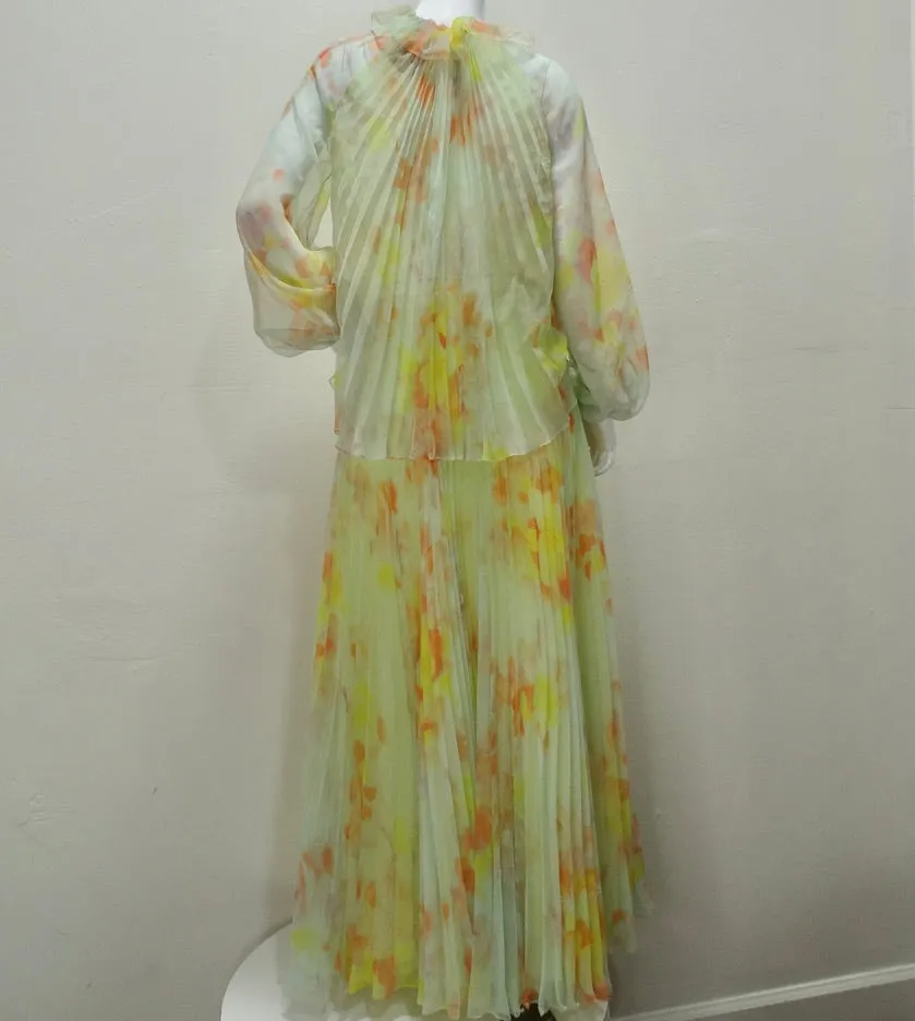 1960s Malcolm Starr Floral Chiffon Set