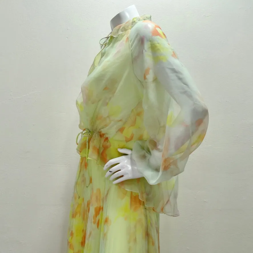 1960s Malcolm Starr Floral Chiffon Set