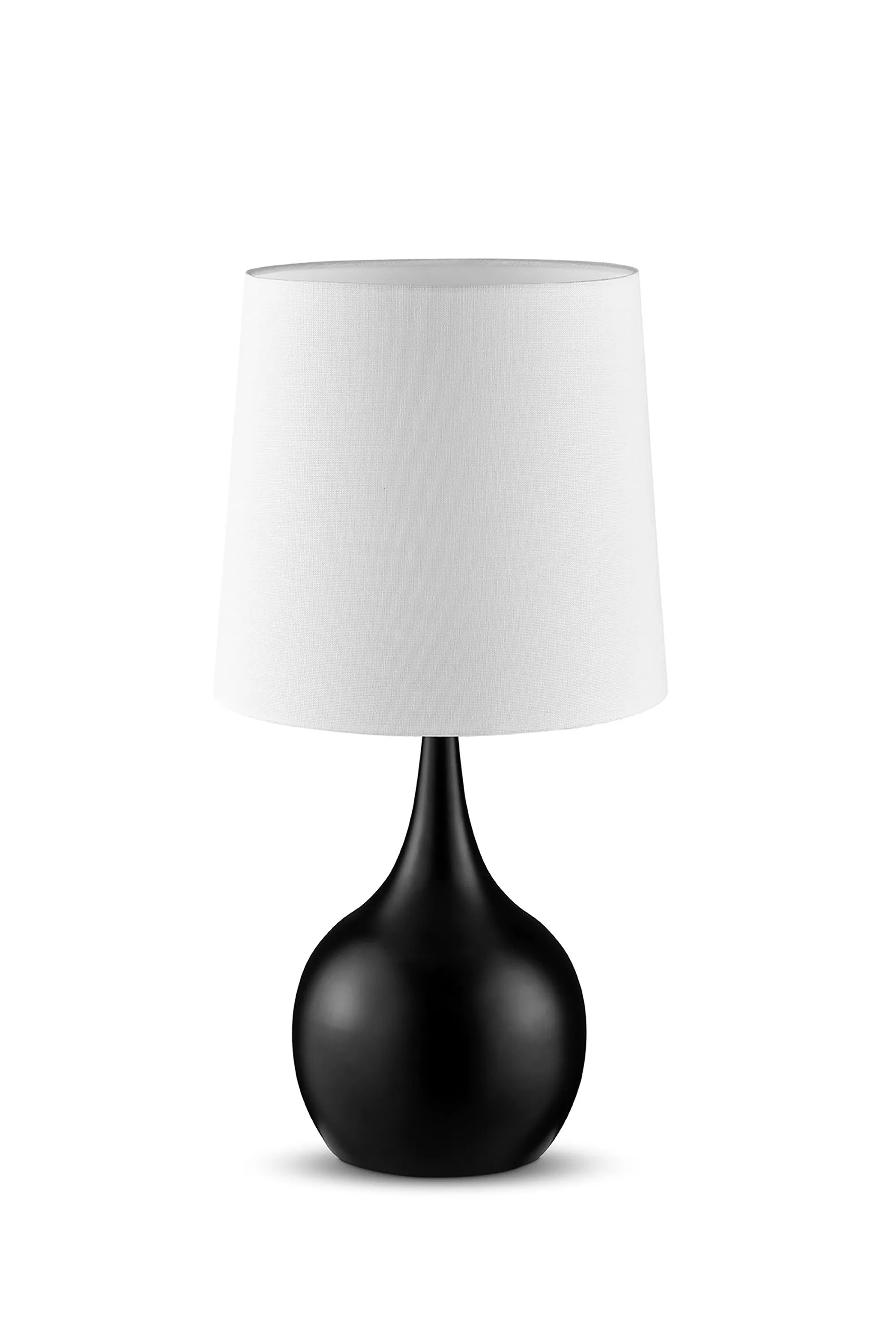 23.5" Metal Bedside Table Lamp With White Shade - Black