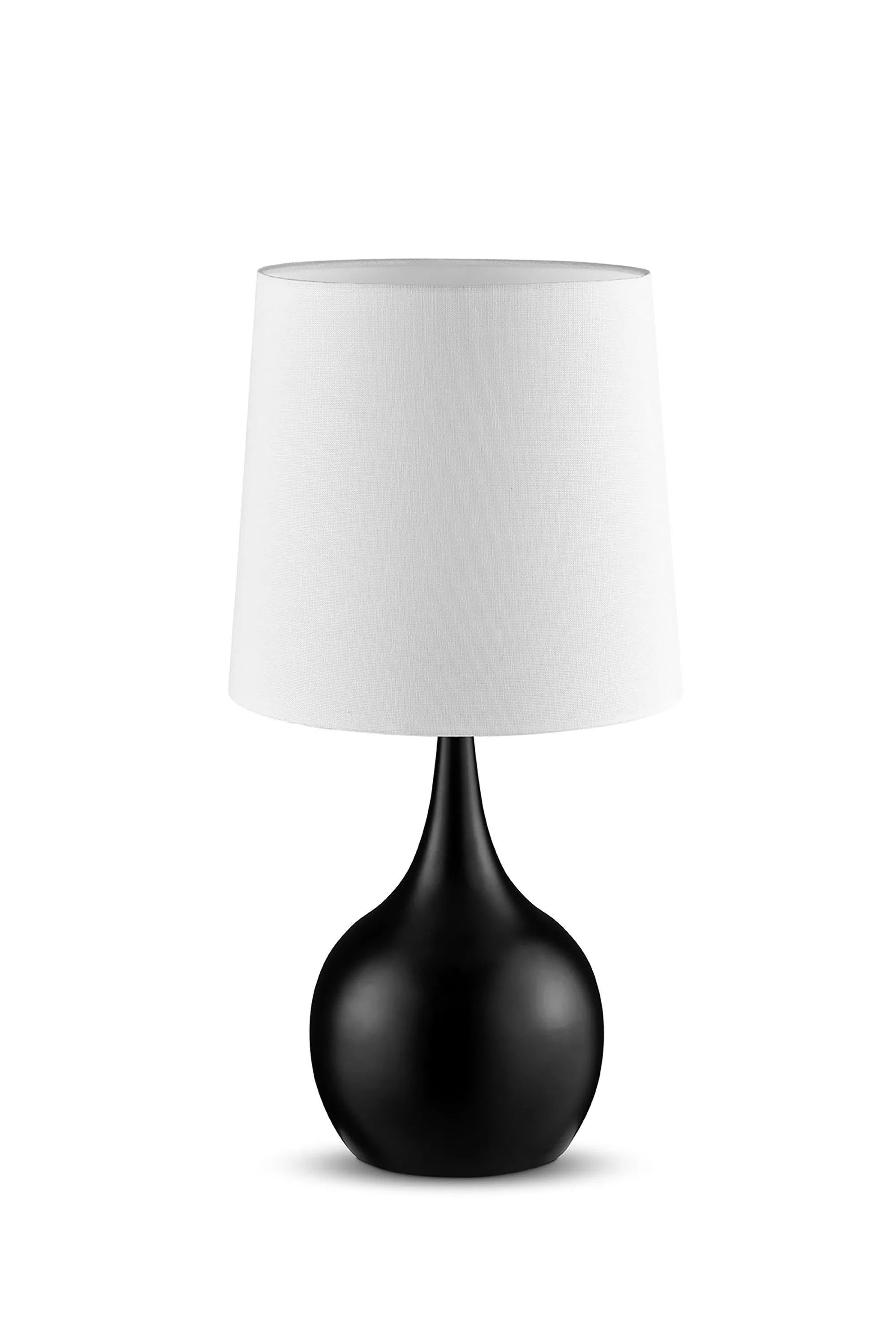 23.5" Metal Bedside Table Lamp With White Shade - Black