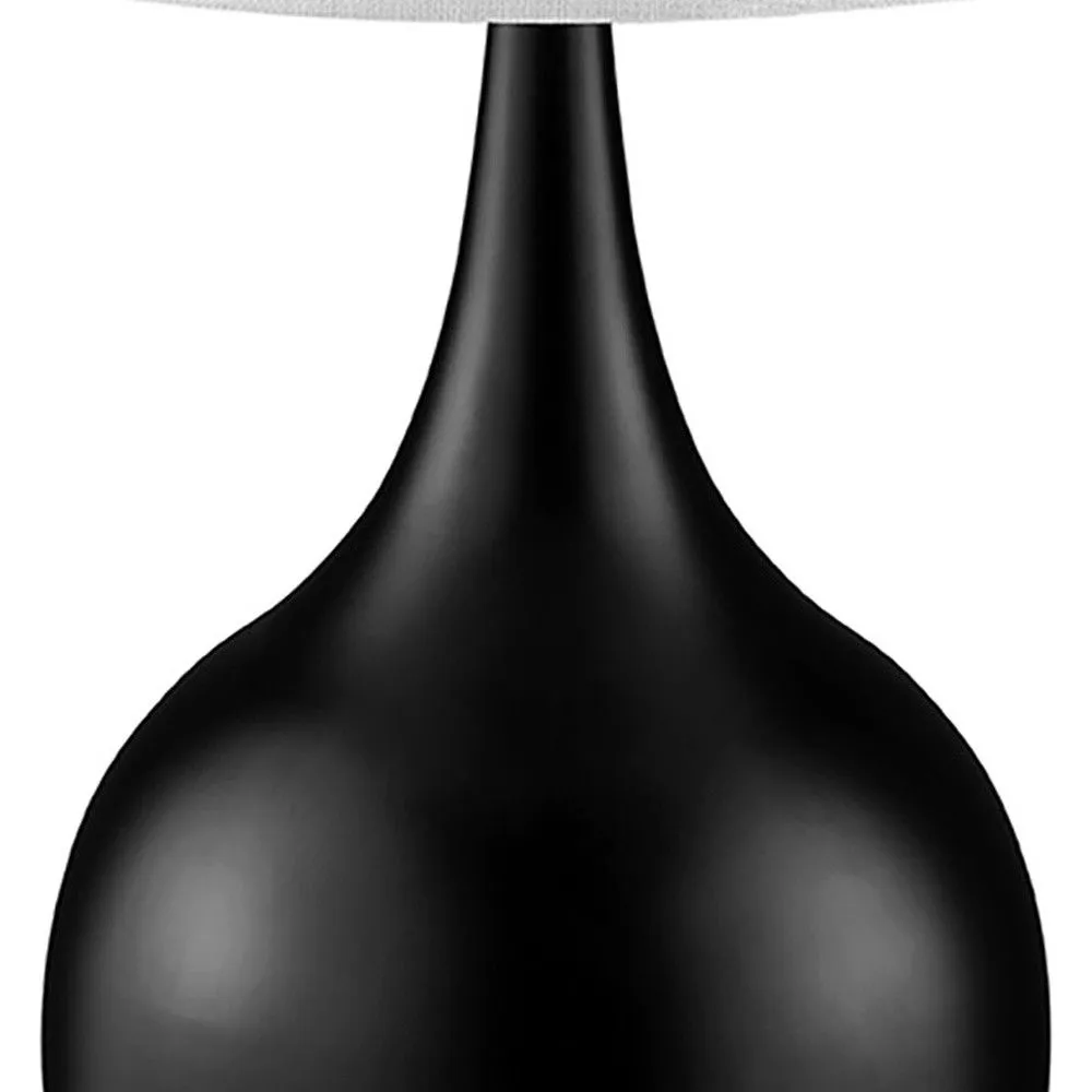 23.5" Metal Bedside Table Lamp With White Shade - Black