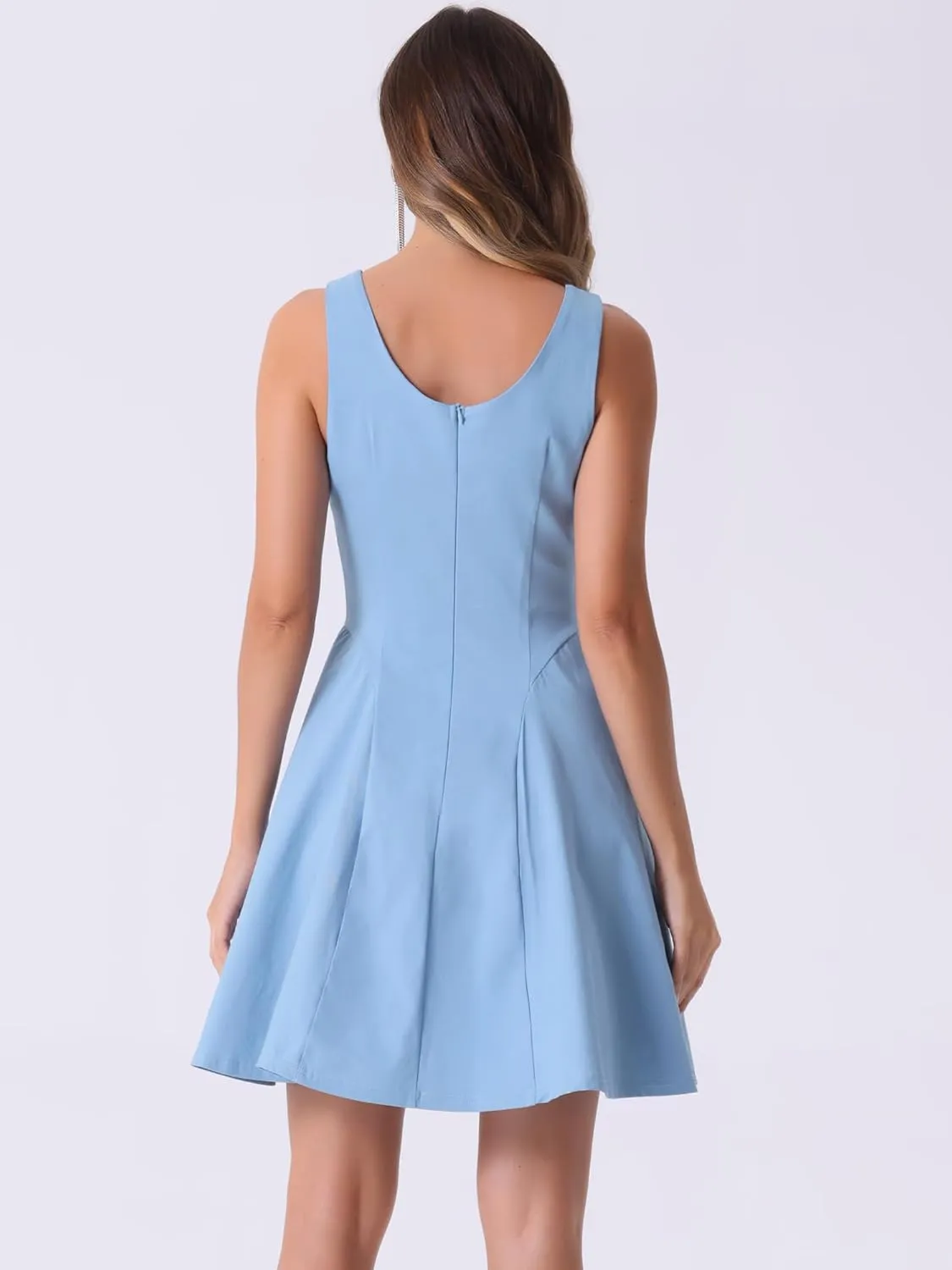 Allegra K Women's Party Sexy Dress Sleeveless Sweetheart Neck Cocktail Fit and Flare A Line Swing Tank Mini Dresses
