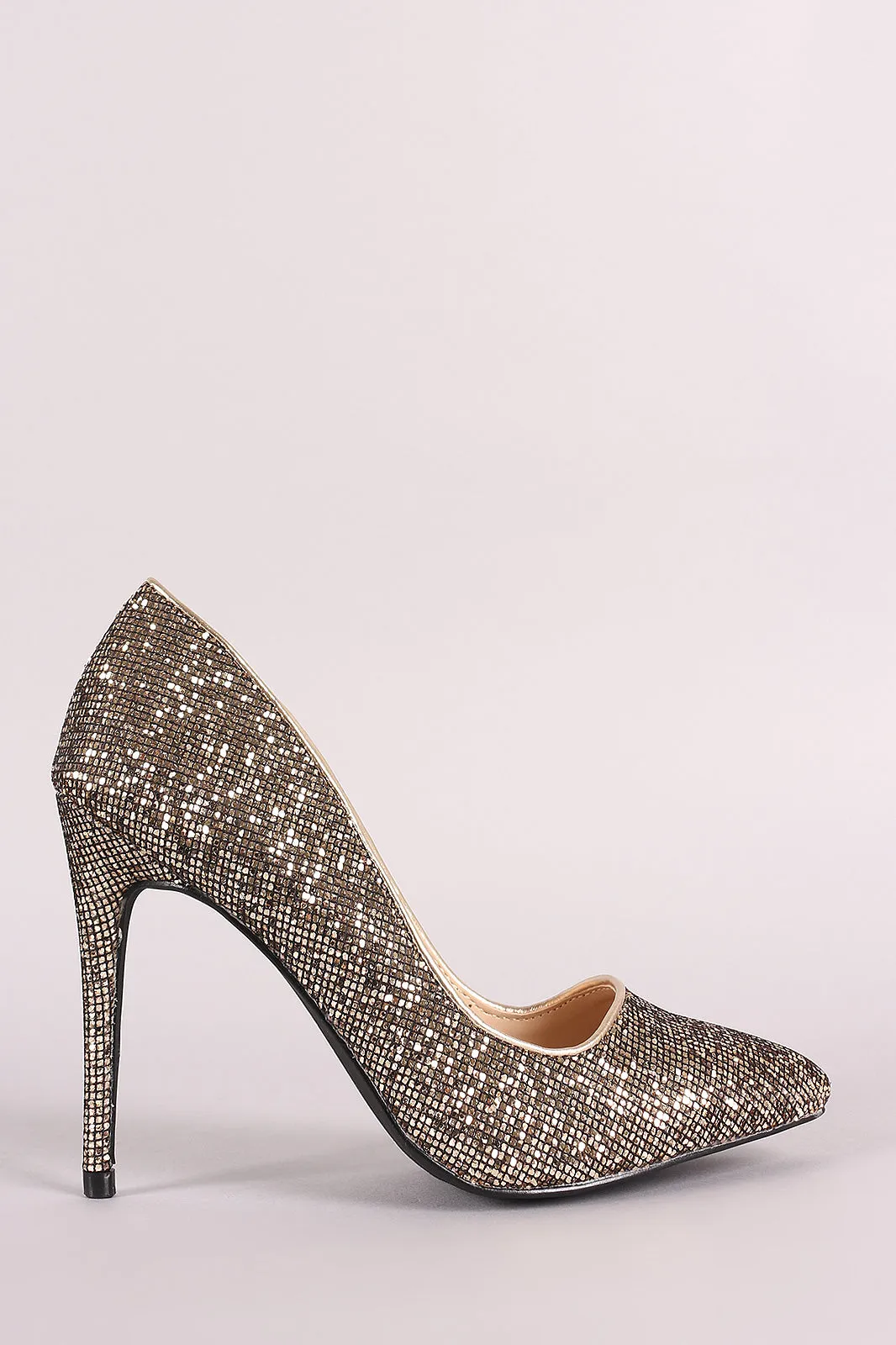 Anne Michelle Glitter Pointy Toe Stiletto Pump