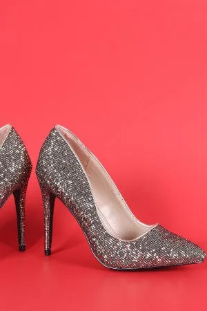 Anne Michelle Glitter Pointy Toe Stiletto Pump