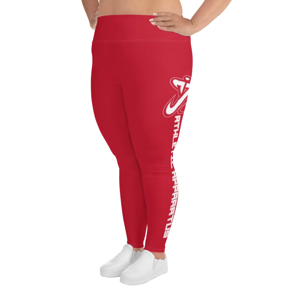 Athletic Apparatus Red White logo White stitch Plus Size Leggings