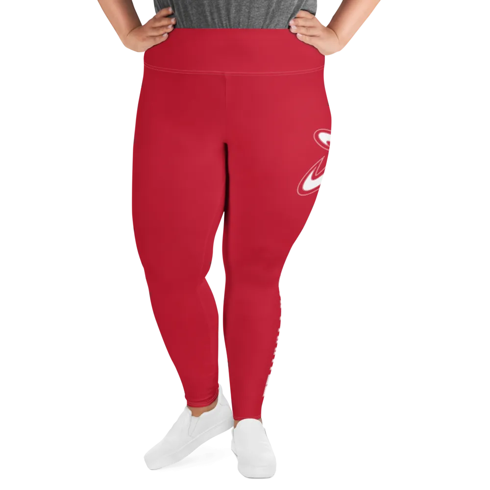 Athletic Apparatus Red White logo White stitch Plus Size Leggings