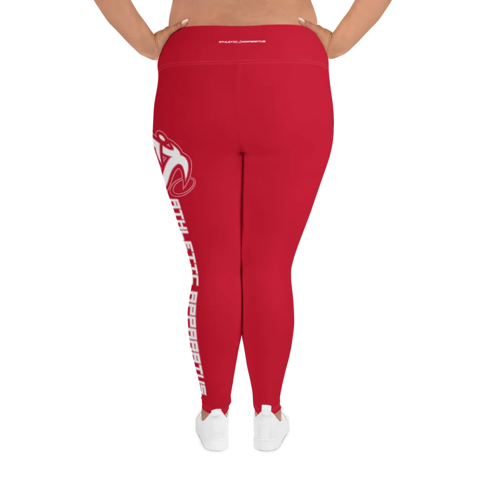 Athletic Apparatus Red White logo White stitch Plus Size Leggings