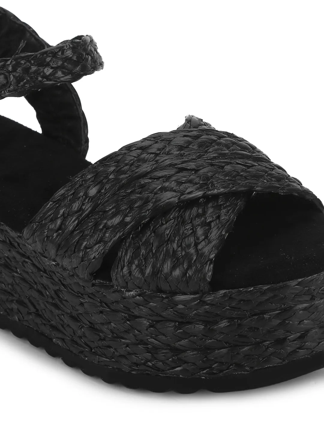 Black Weave Textile Wedges
