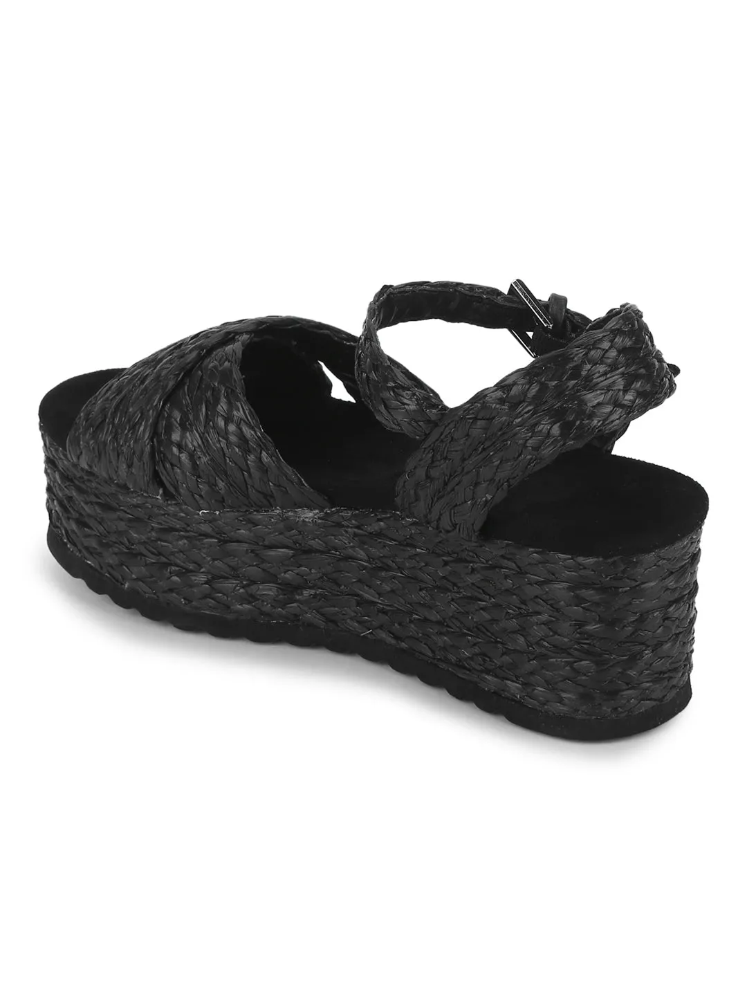 Black Weave Textile Wedges