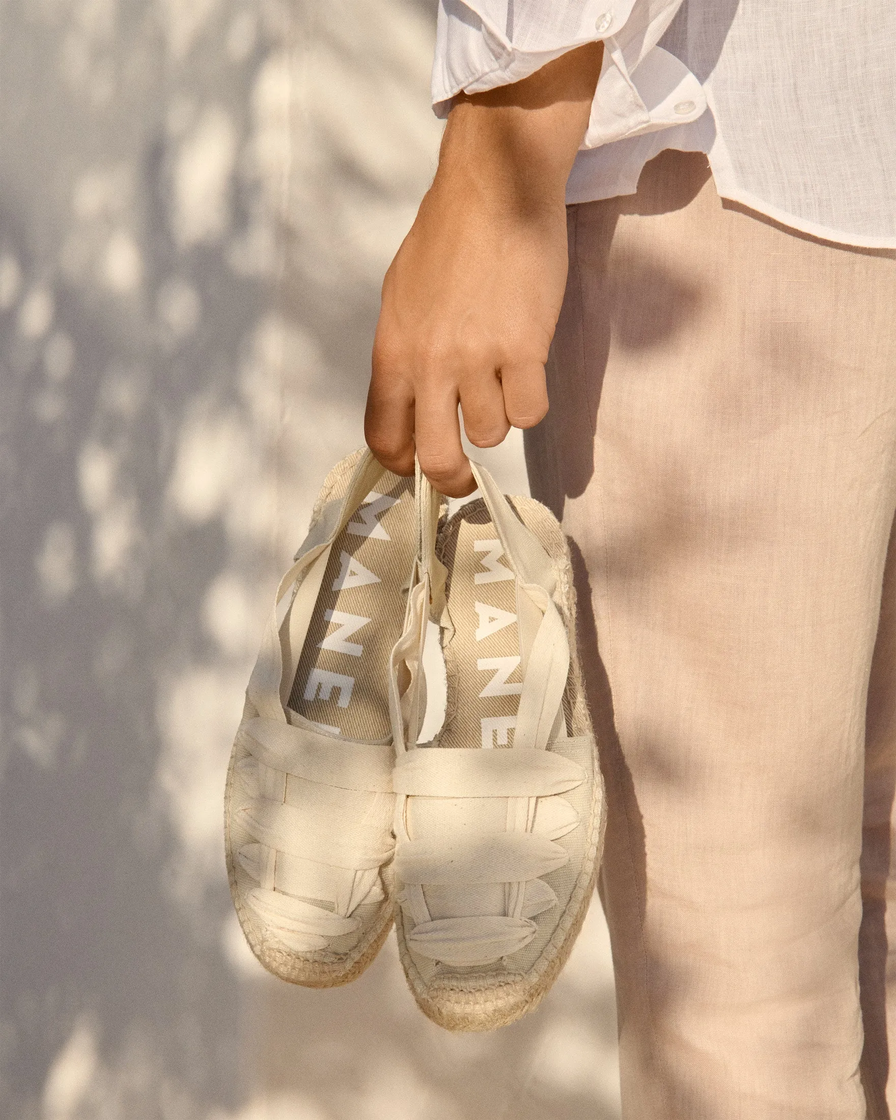 Canvas With Grosgrain|Open-Side Flat Espadrilles - Z35OM - Yucatán Natural And White