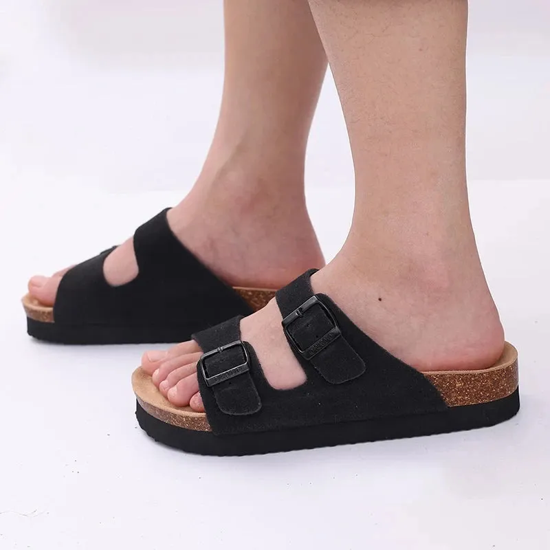 Comwarm Classic Cork Sandals For Women Men Fashion Soft Thick Sole Cork Slippers Summer Beach Sandals Home Open Toe Flat Sandals