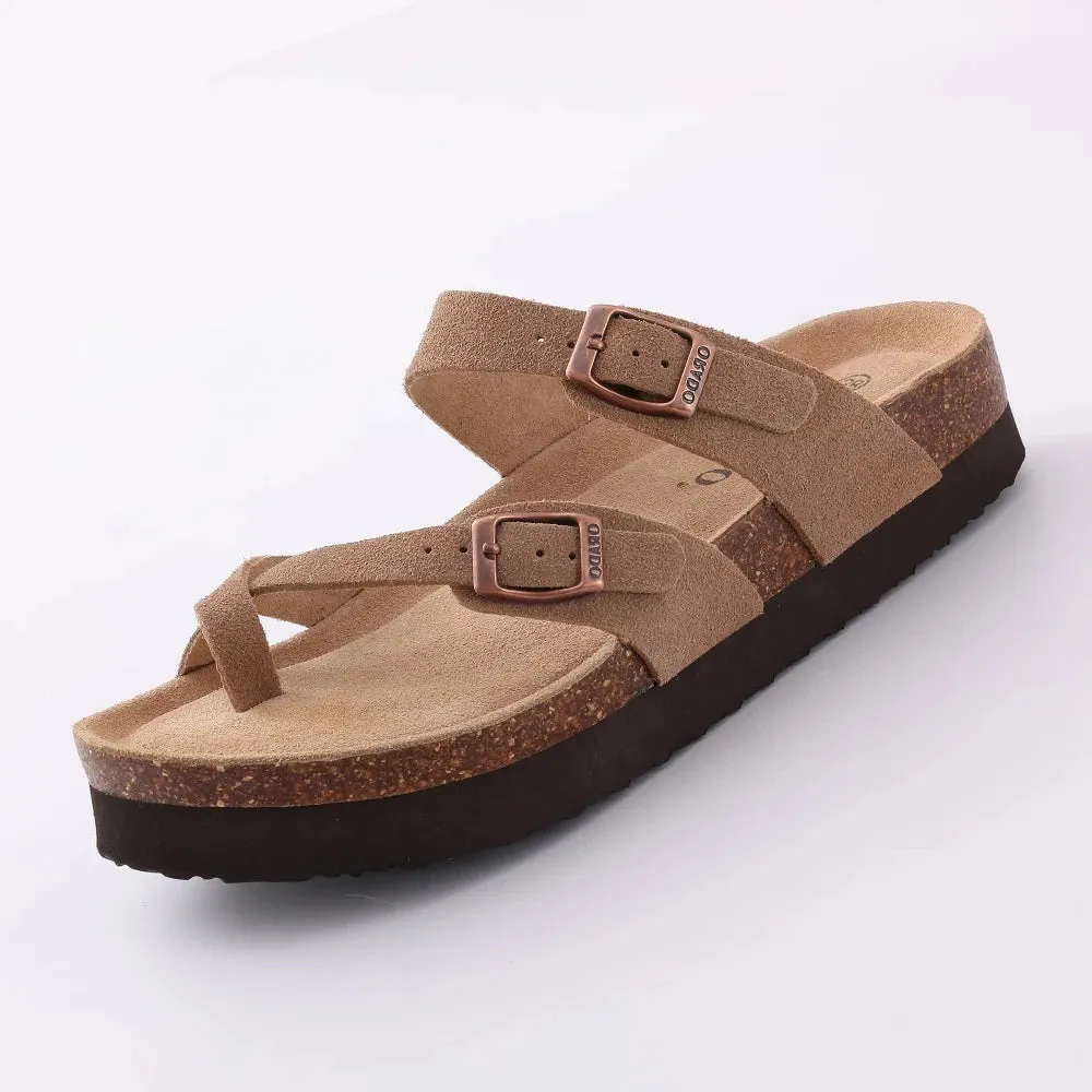 Comwarm Classic Cork Sandals For Women Men Fashion Soft Thick Sole Cork Slippers Summer Beach Sandals Home Open Toe Flat Sandals