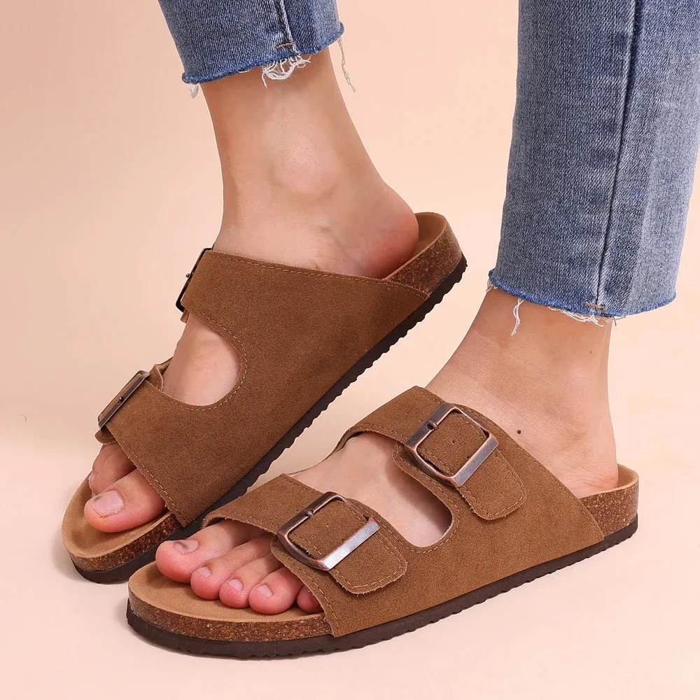 Comwarm Classic Cork Sandals For Women Men Fashion Soft Thick Sole Cork Slippers Summer Beach Sandals Home Open Toe Flat Sandals