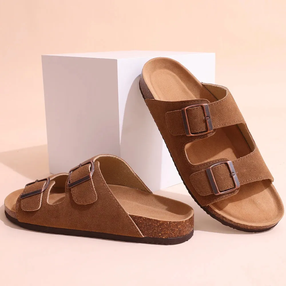 Comwarm Classic Cork Sandals For Women Men Fashion Soft Thick Sole Cork Slippers Summer Beach Sandals Home Open Toe Flat Sandals