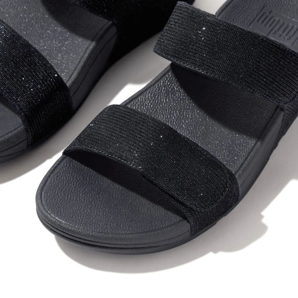 FitFlop Lulu Adjustable Shimmerlux Slides Navy