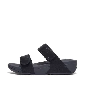 FitFlop Lulu Adjustable Shimmerlux Slides Navy