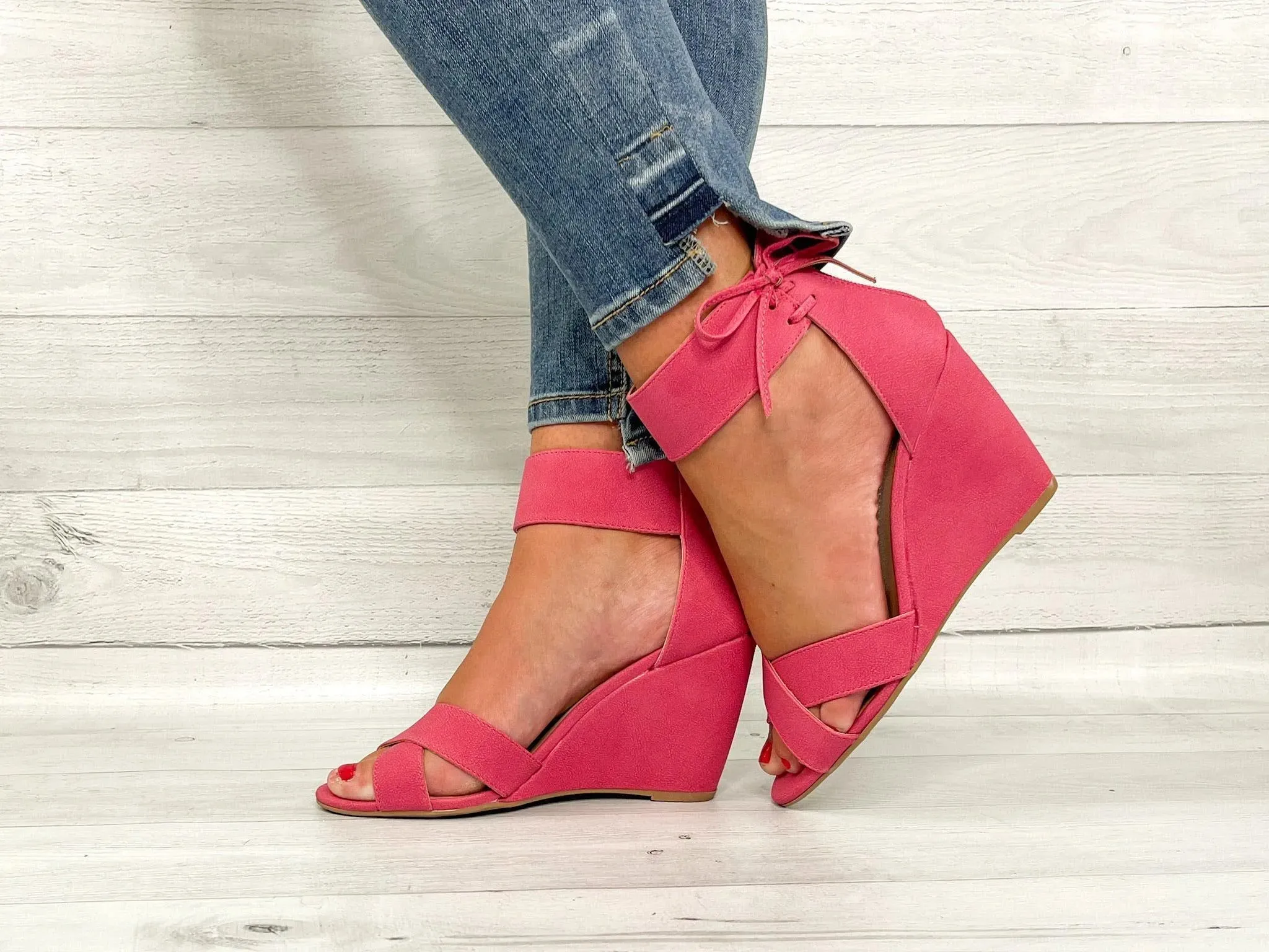 Fuchsia Bow Wedge