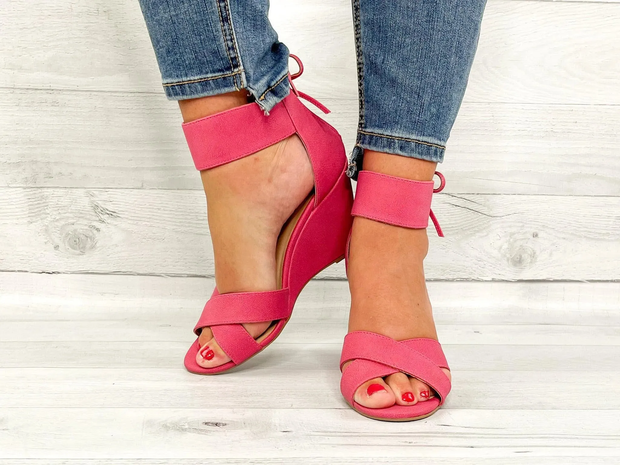 Fuchsia Bow Wedge