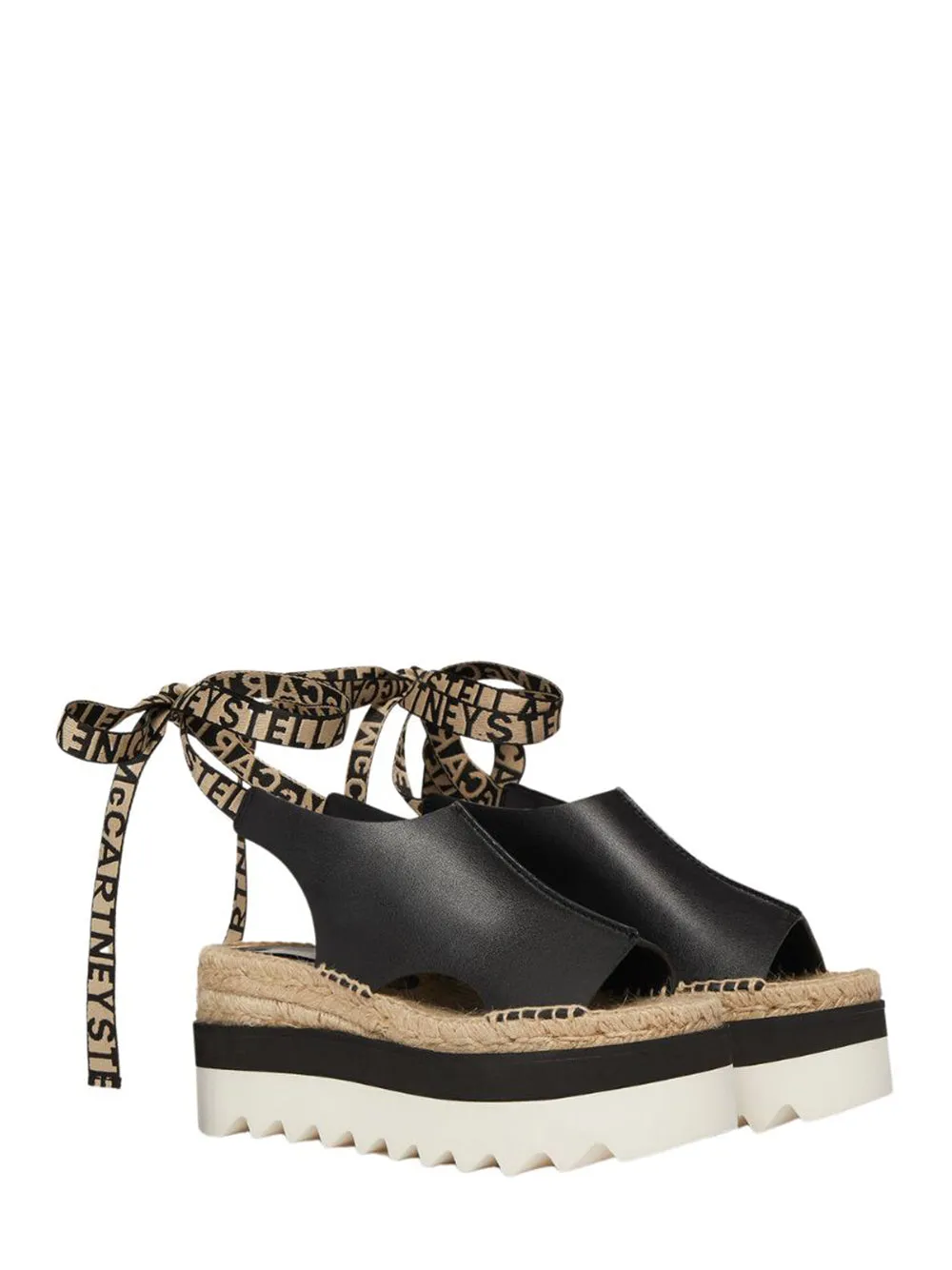 Gaia Peeptoe Platform Espadrilles (Black)