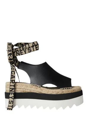 Gaia Peeptoe Platform Espadrilles (Black)