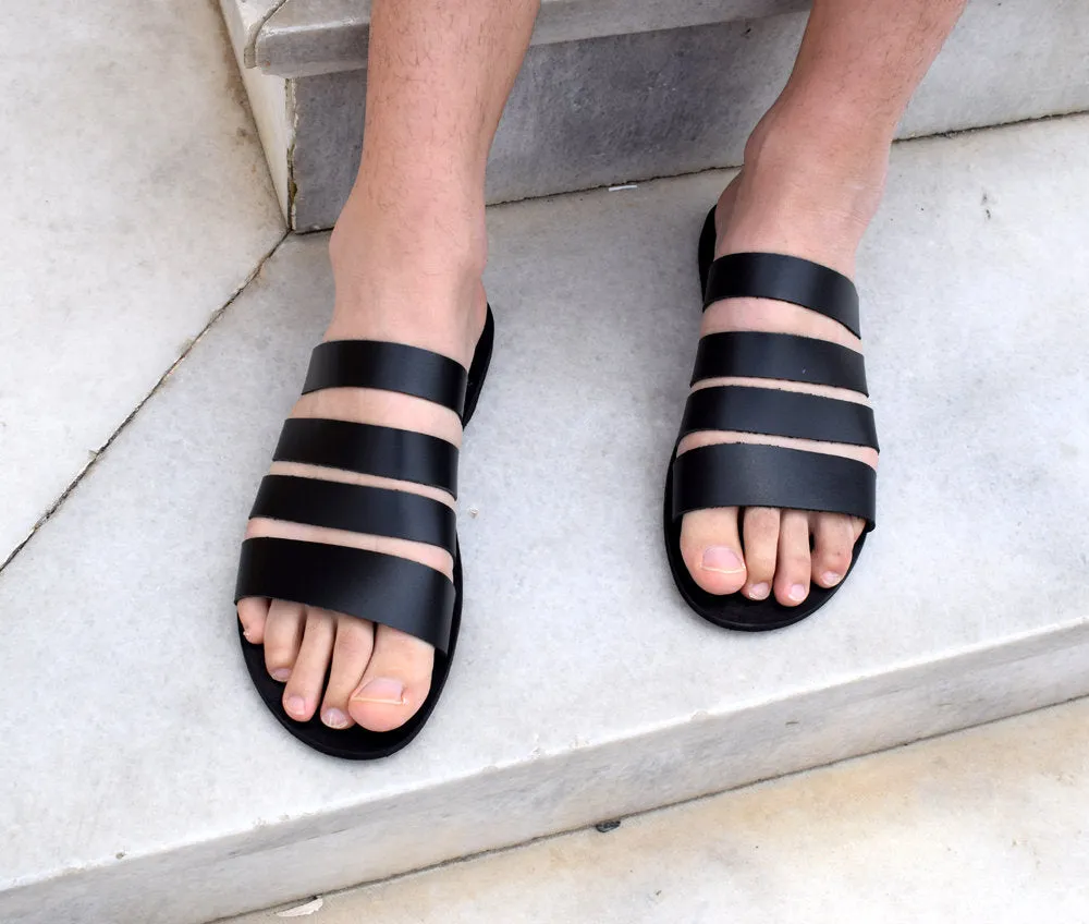 Gladiator Men Sandals/ Greek men sandals/ Gift For Men/ ACHILLIOS sandals/ Handmade Sparta Sandals/ Men black slippers/ Genuine Leather