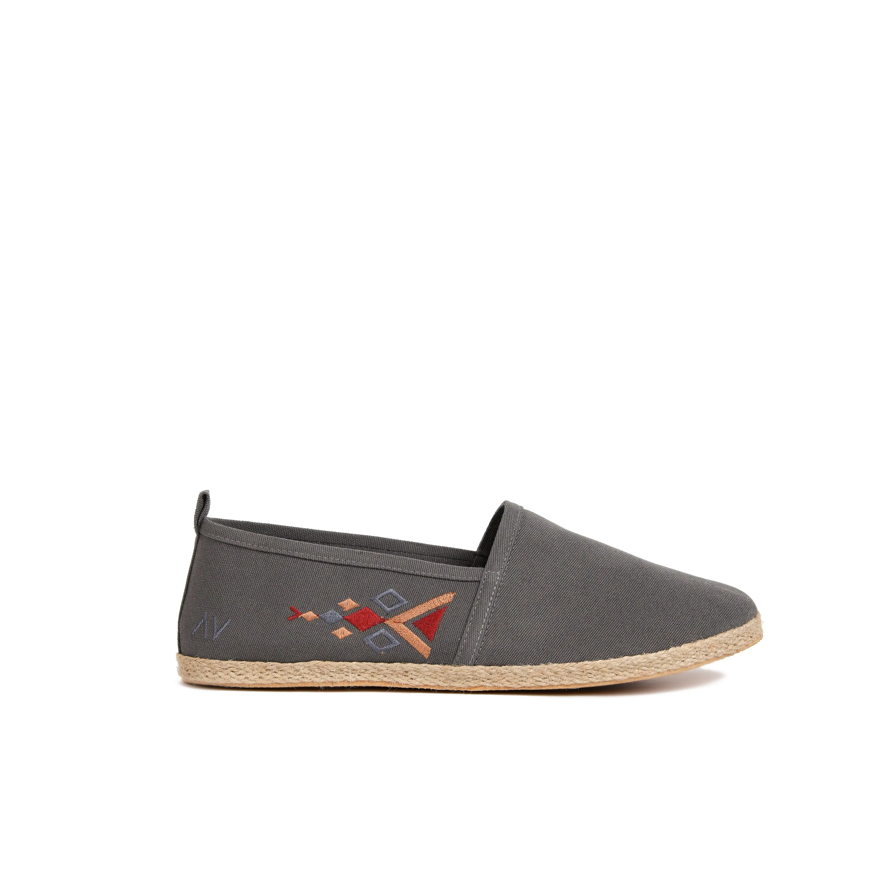 Grey men with colorful embroideries Espadrilles-7000