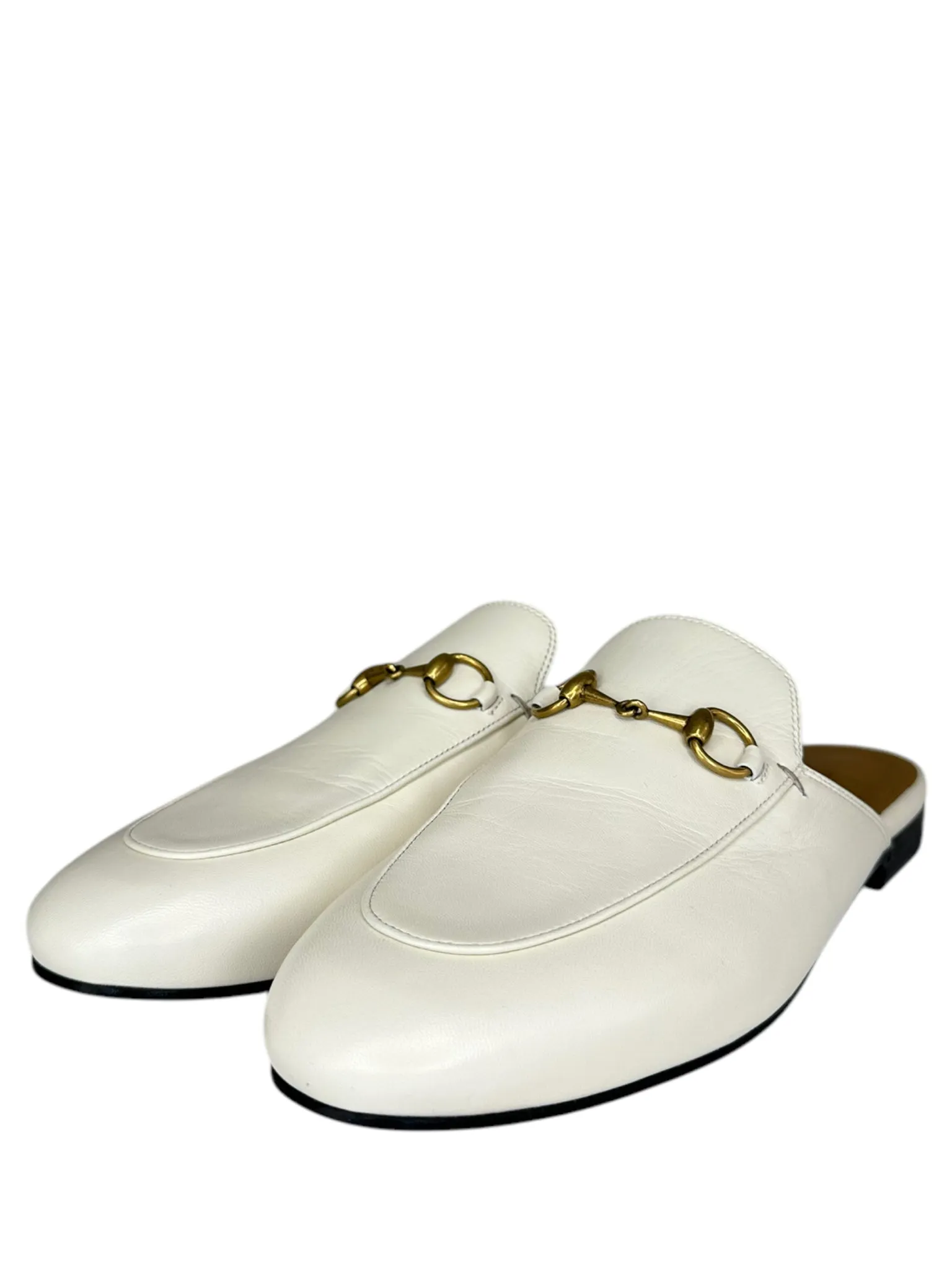 Gucci NEW Cream Leather Princetown Mule Size 37.5