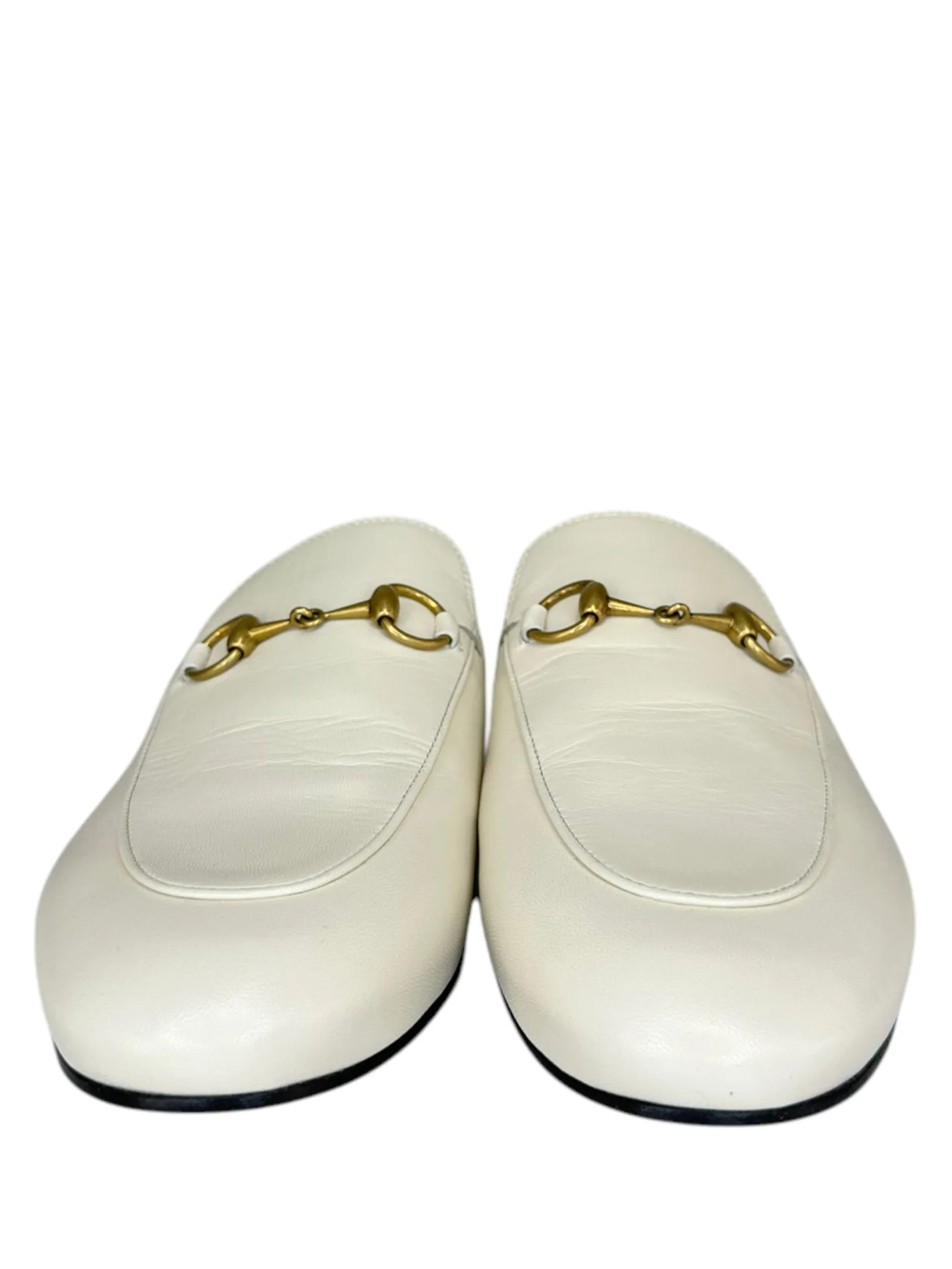 Gucci NEW Cream Leather Princetown Mule Size 37.5