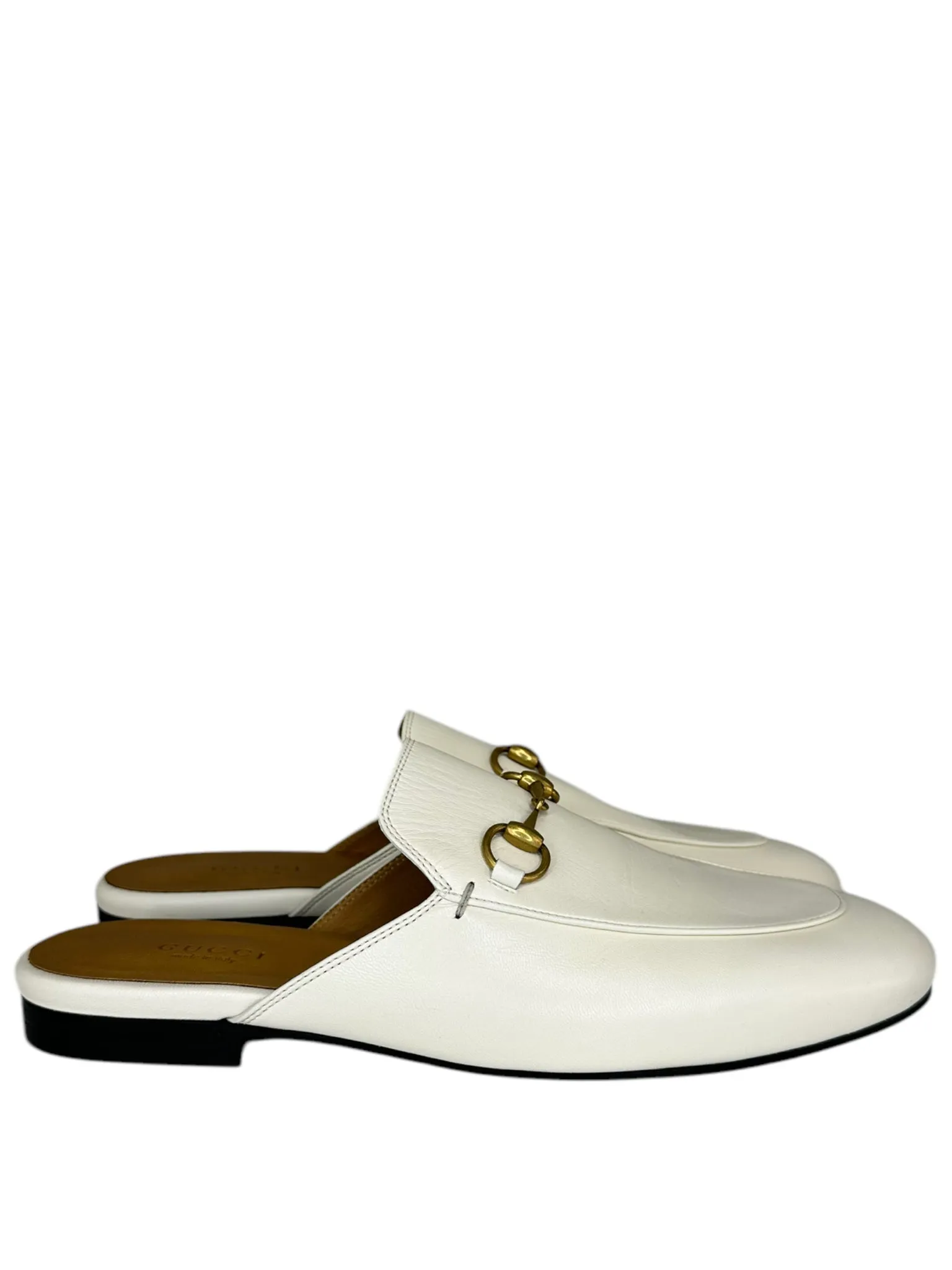 Gucci NEW Cream Leather Princetown Mule Size 37.5