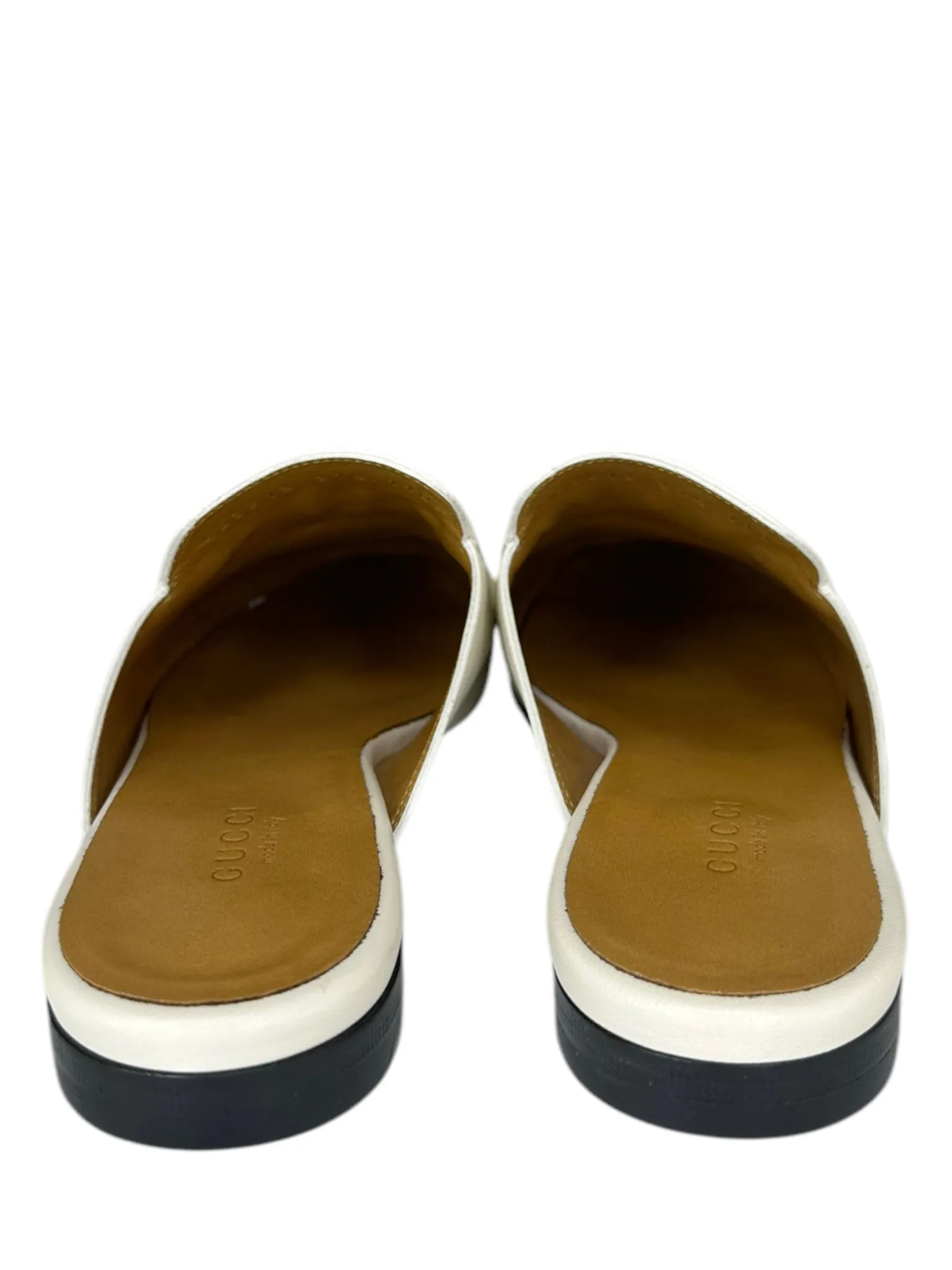 Gucci NEW Cream Leather Princetown Mule Size 37.5