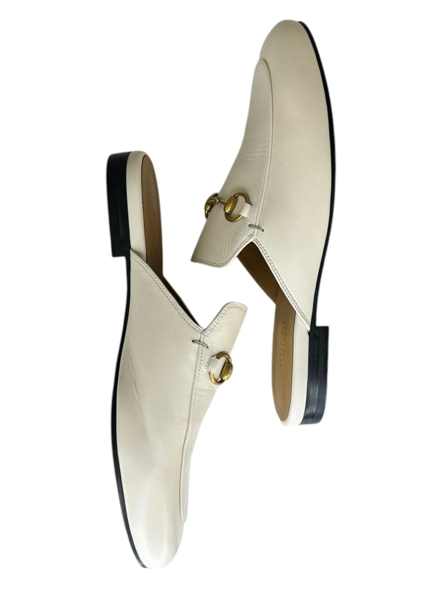 Gucci NEW Cream Leather Princetown Mule Size 37.5