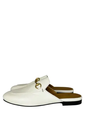 Gucci NEW Cream Leather Princetown Mule Size 37.5