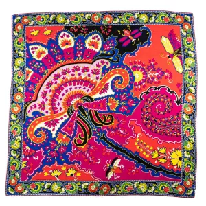 Hermes Fuschia, Red, & Blue Paisley from Paisley Cashmere Shawl 140