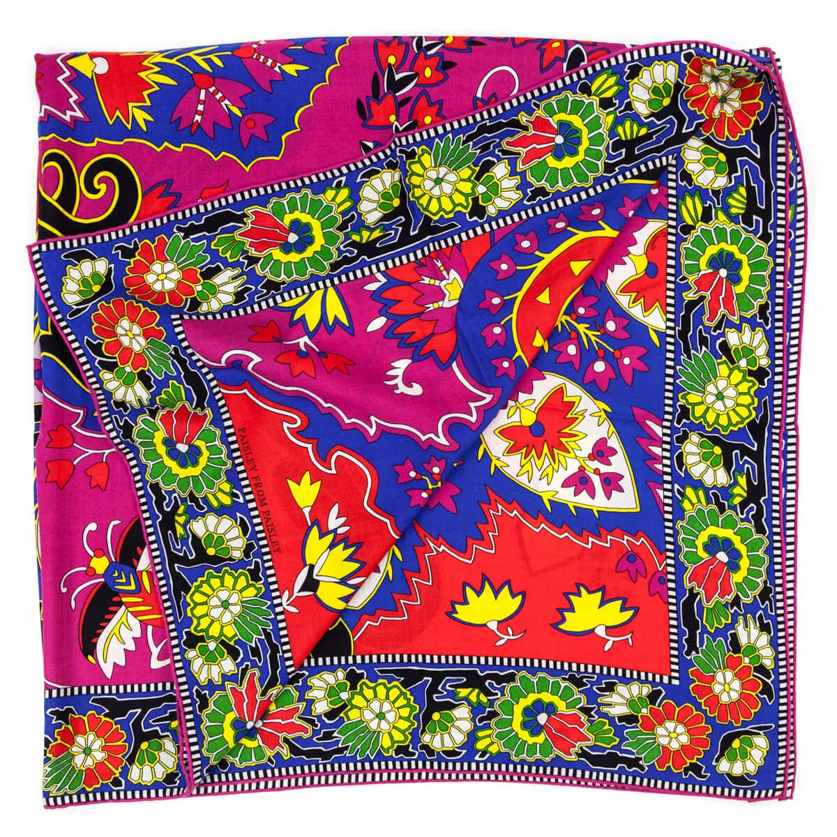 Hermes Fuschia, Red, & Blue Paisley from Paisley Cashmere Shawl 140