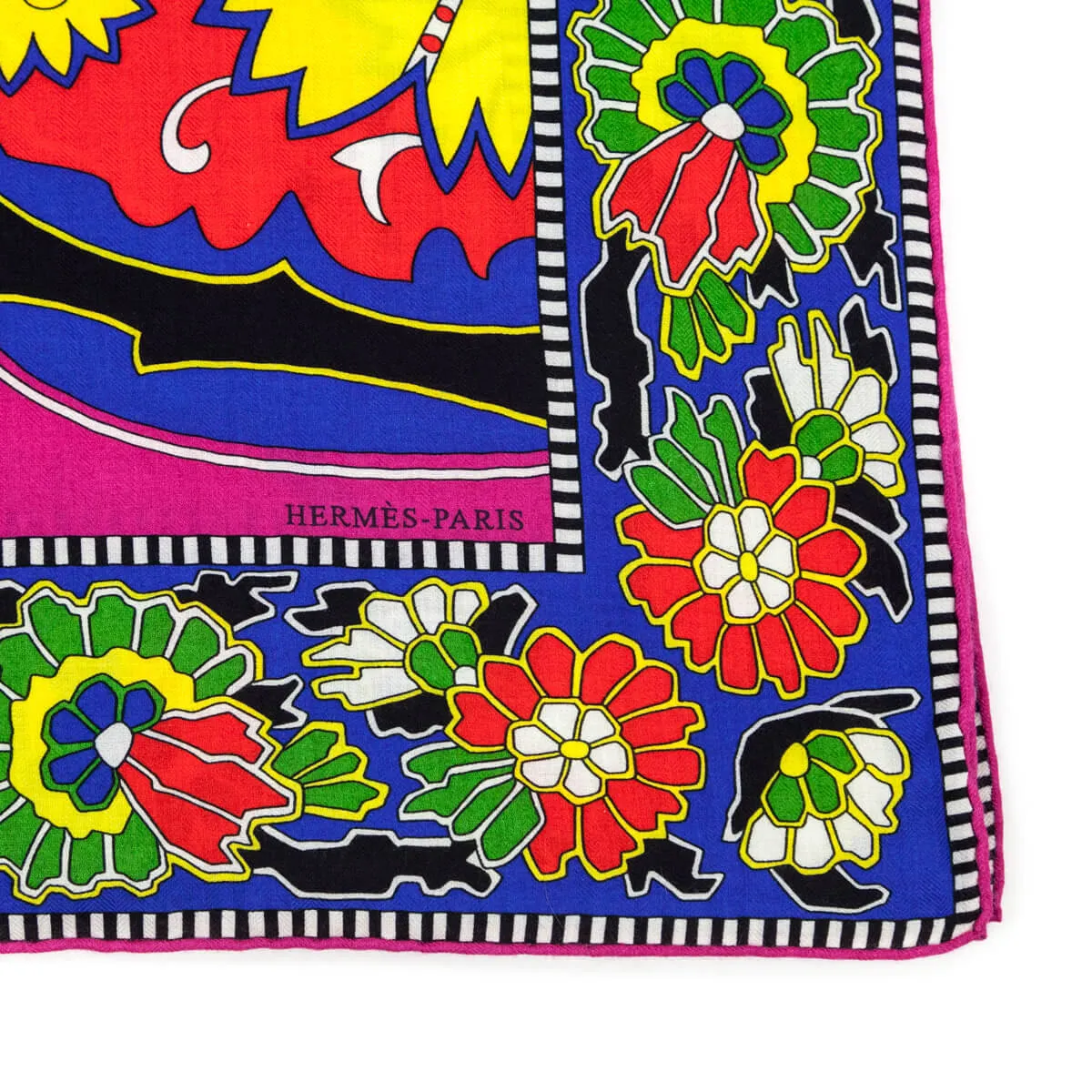 Hermes Fuschia, Red, & Blue Paisley from Paisley Cashmere Shawl 140