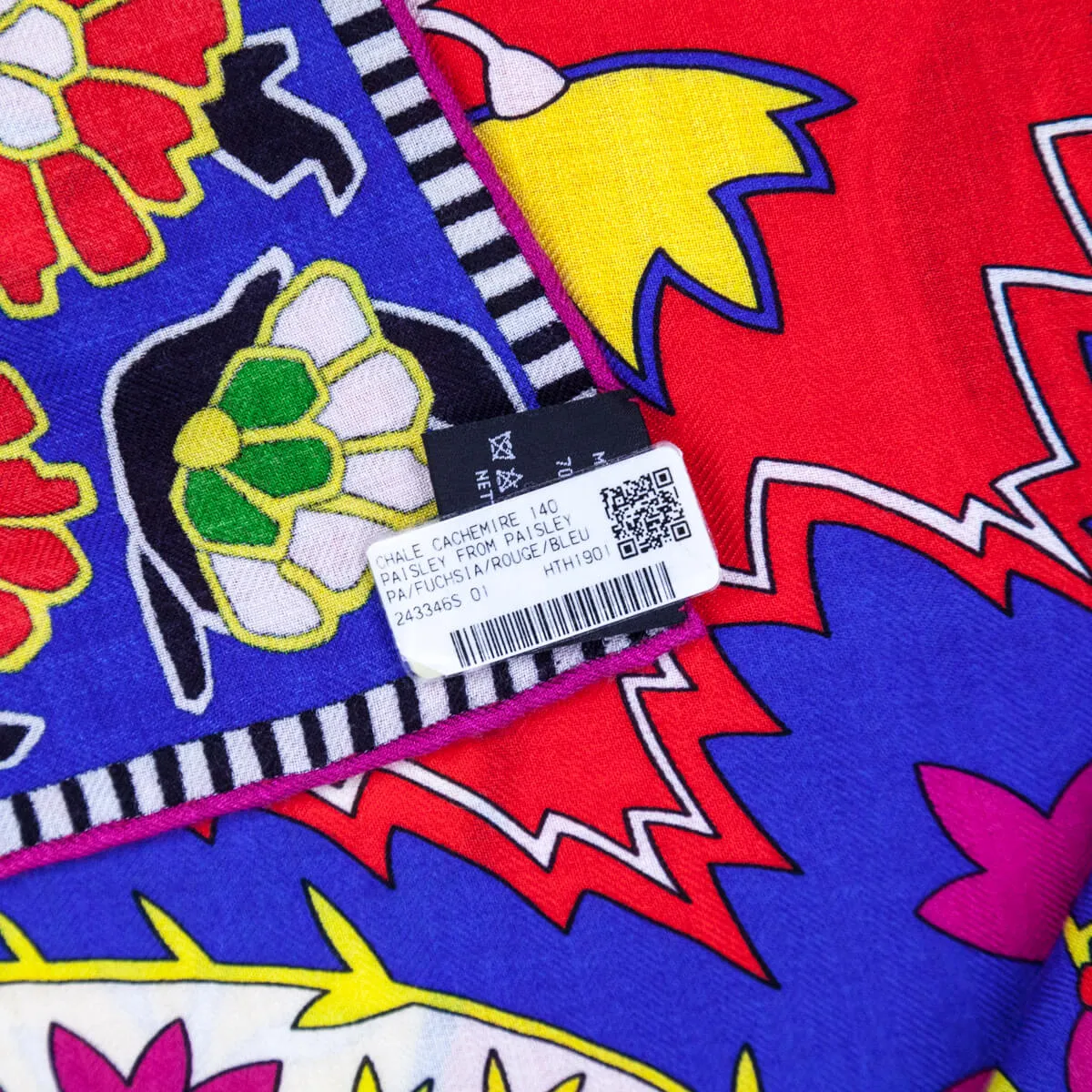 Hermes Fuschia, Red, & Blue Paisley from Paisley Cashmere Shawl 140