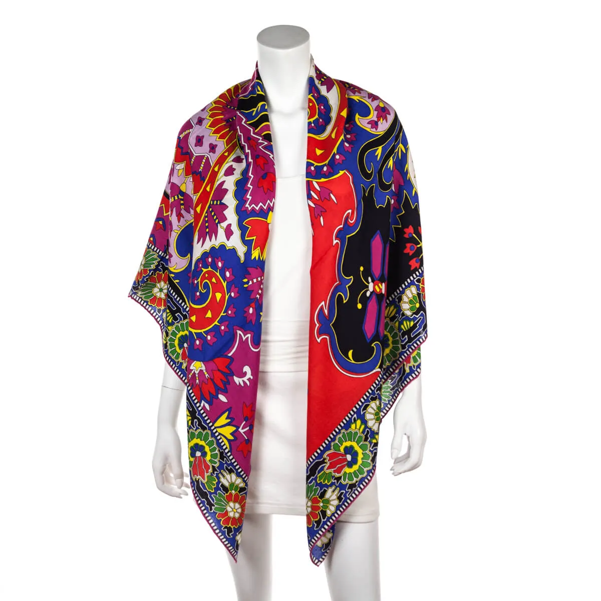 Hermes Fuschia, Red, & Blue Paisley from Paisley Cashmere Shawl 140