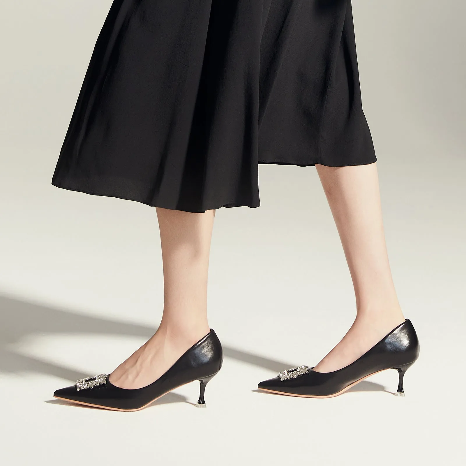 Hot Crystal Buckle Embellished Women Pumps Purple