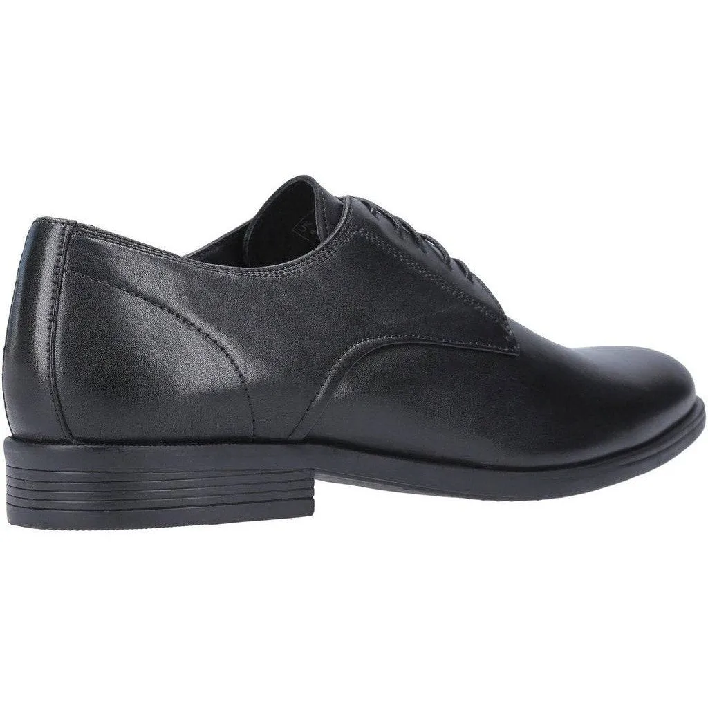 Hush Puppies Oscar Black Leather Clean Toe Dress Shoes