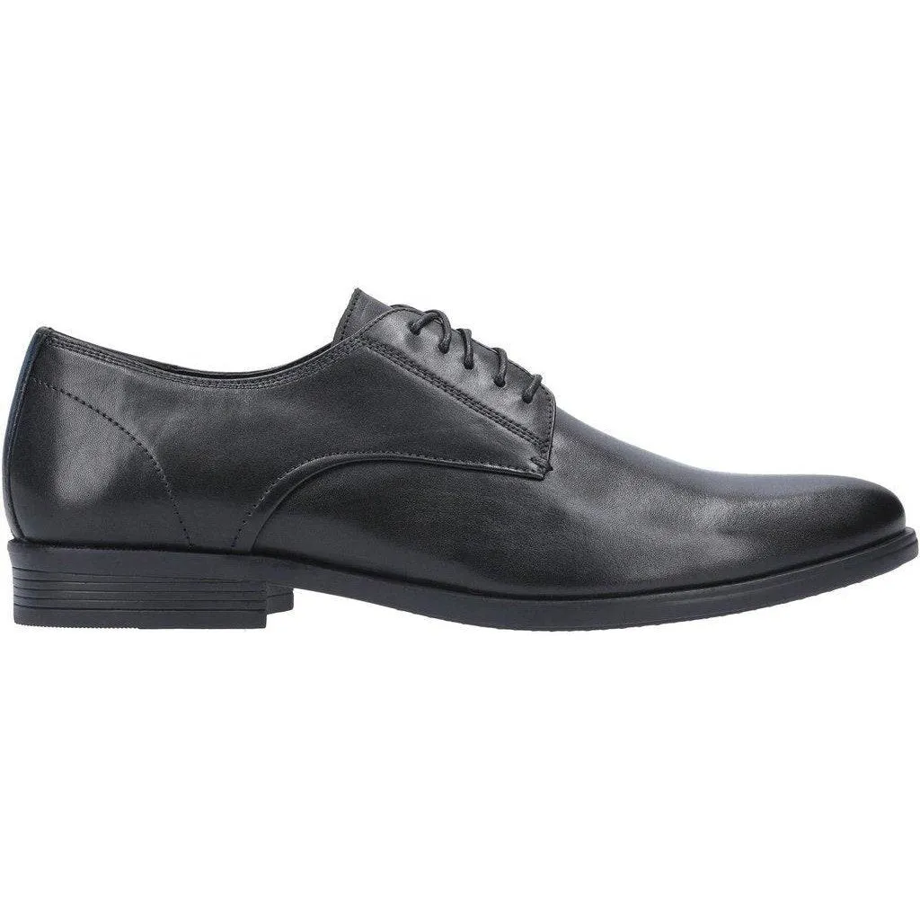 Hush Puppies Oscar Black Leather Clean Toe Dress Shoes