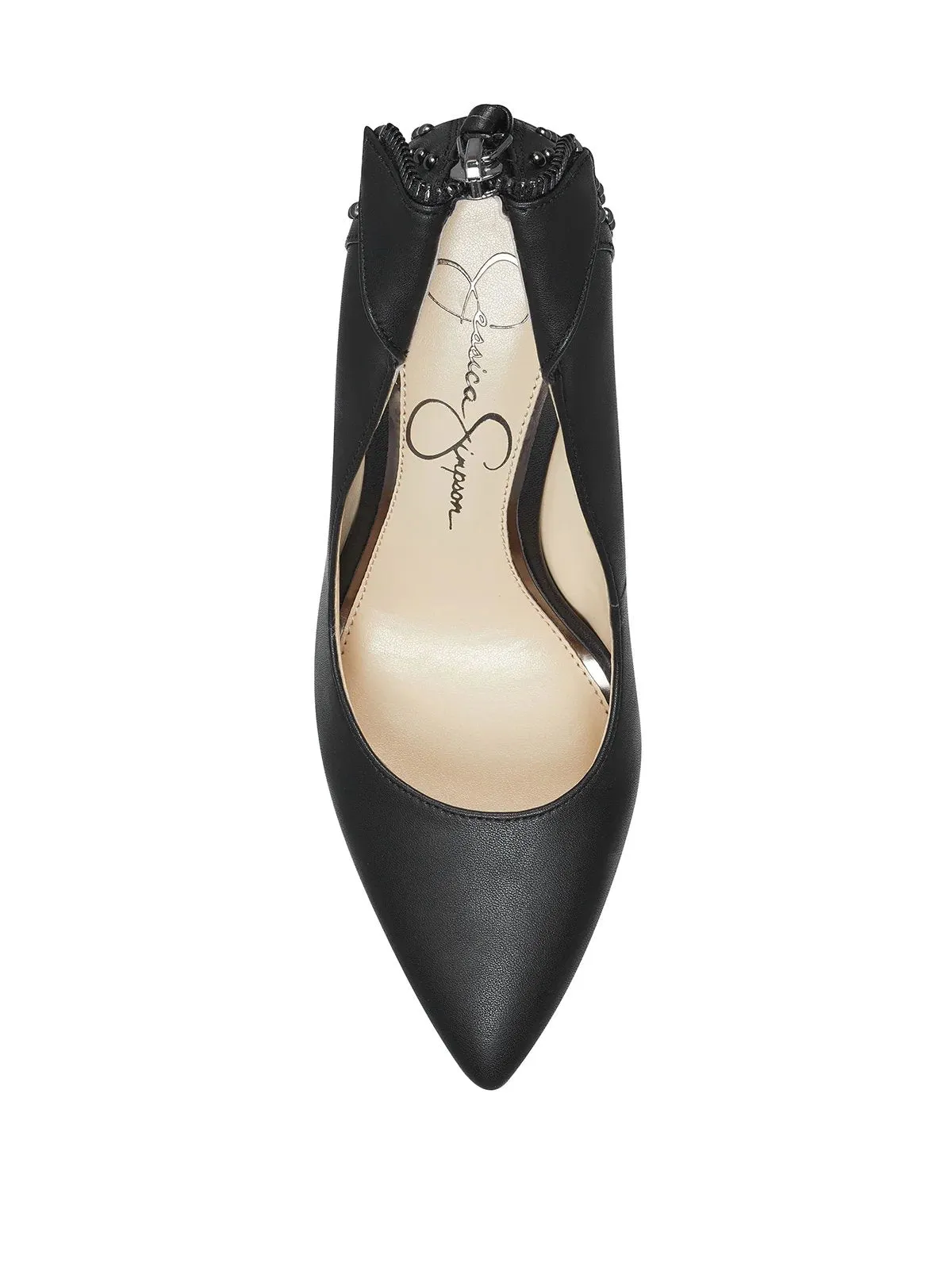 Jessica Simpson Pestara Black Slip On Pointed Toe Stiletto Heel Studded Pumps