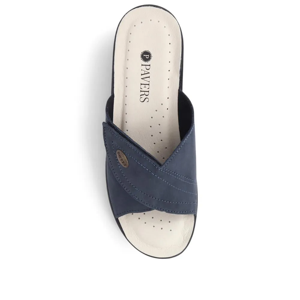 Leather Slip On Wedge Sandals - POLY39019 / 325 446
