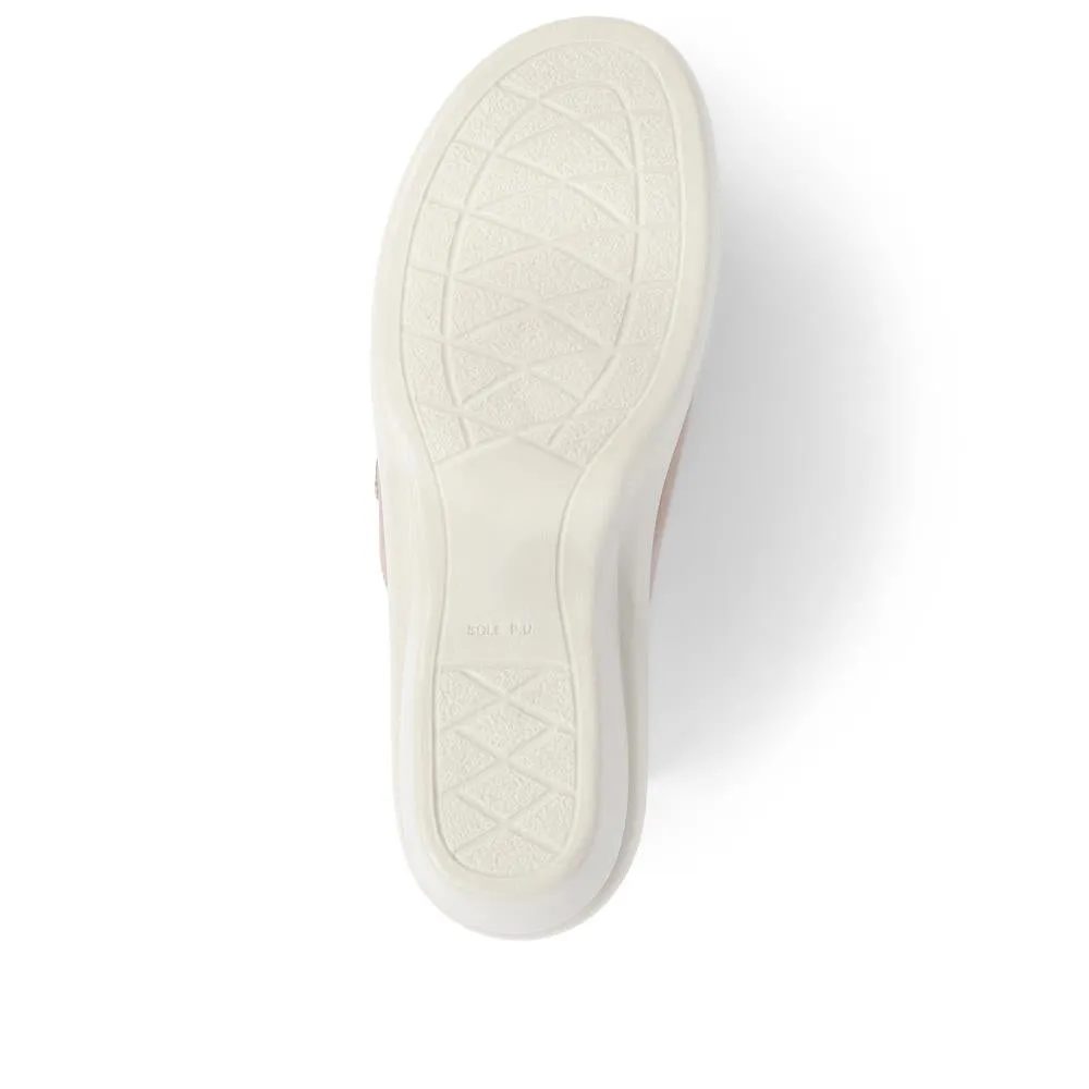 Leather Slip On Wedge Sandals - POLY39019 / 325 446