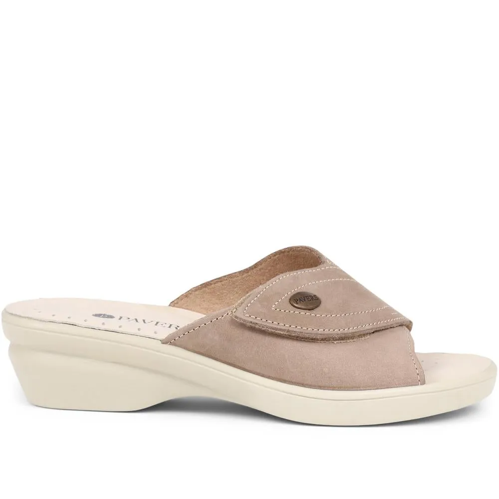 Leather Slip On Wedge Sandals - POLY39019 / 325 446