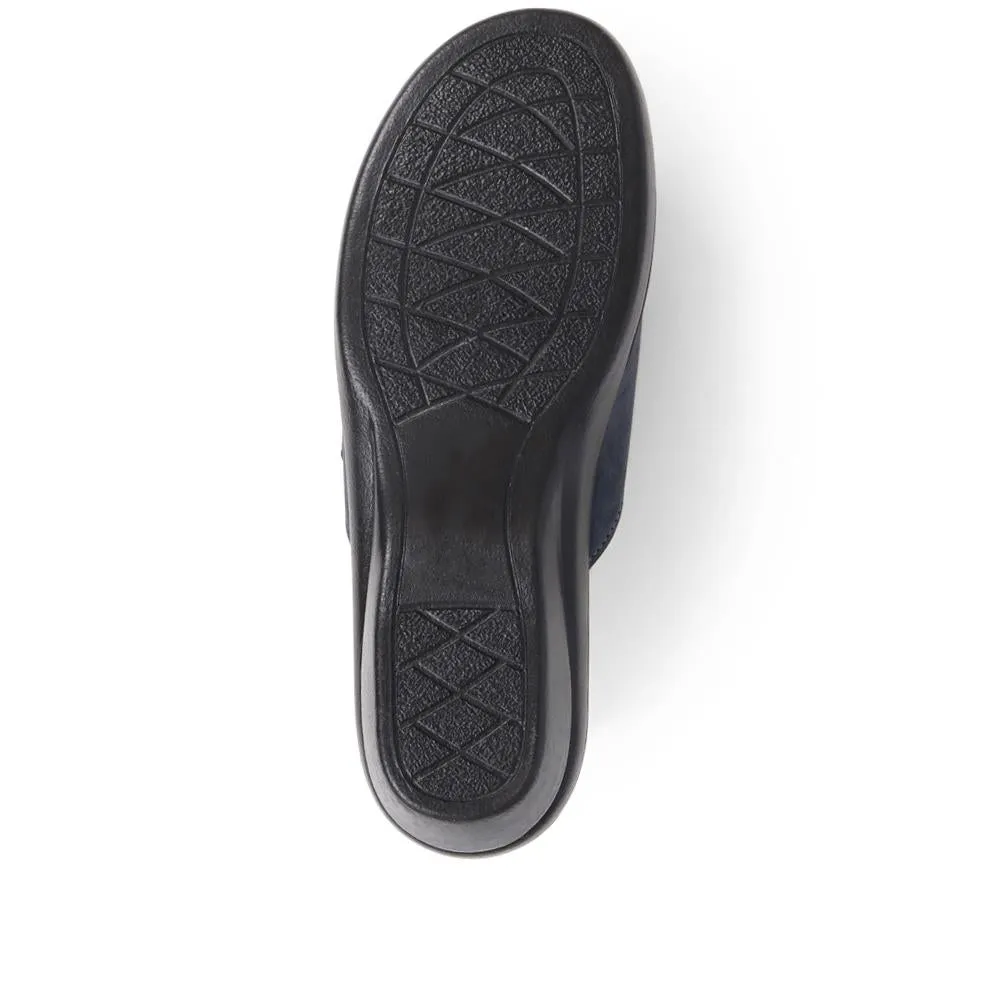 Leather Slip On Wedge Sandals - POLY39019 / 325 446
