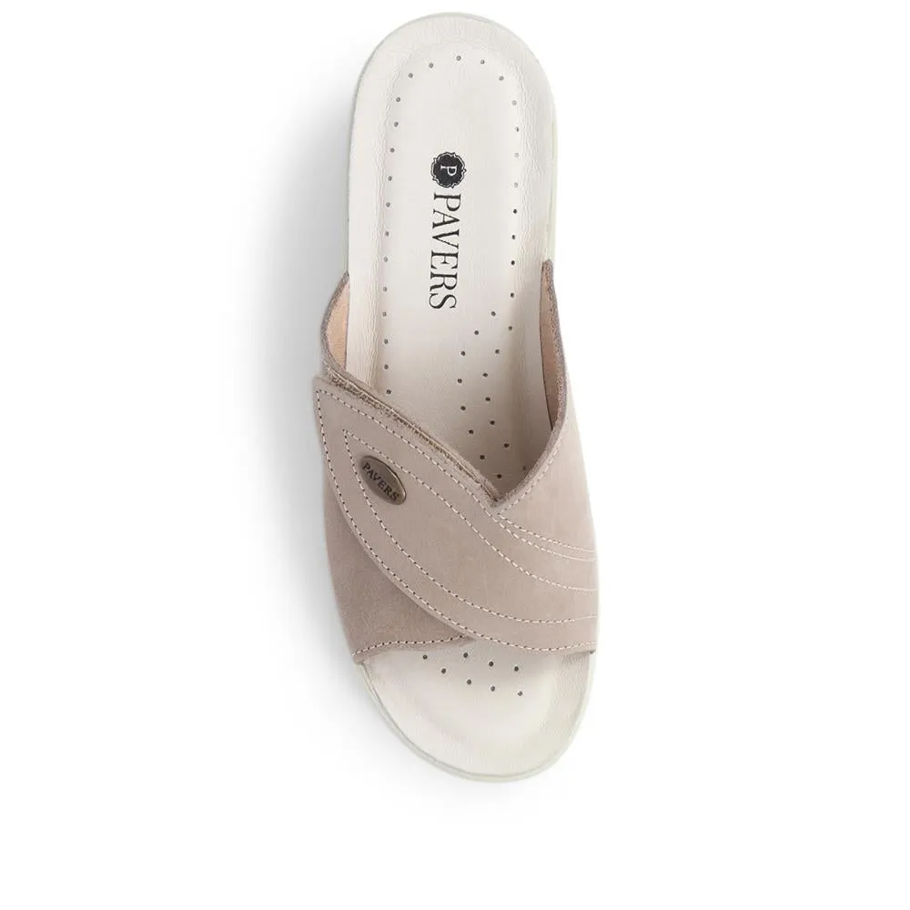 Leather Slip On Wedge Sandals - POLY39019 / 325 446